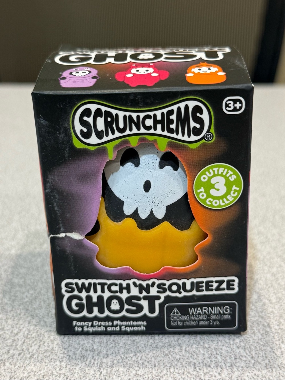 Scrunchems Switch 'N' Squeeze Ghost Squishy Fidget Sensory Toy Black Orange